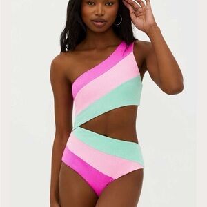 NWT Beach Riot Women’s Joyce One-Piece Swimsuit in Blossom Colorblock Scrunch